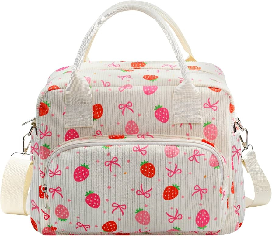 RLGPBON Lunch Bag Women Girls Large Lunch Box Insulated Tote Bag, Cute Corduroy Reusable Lunch Bo... | Amazon (US)