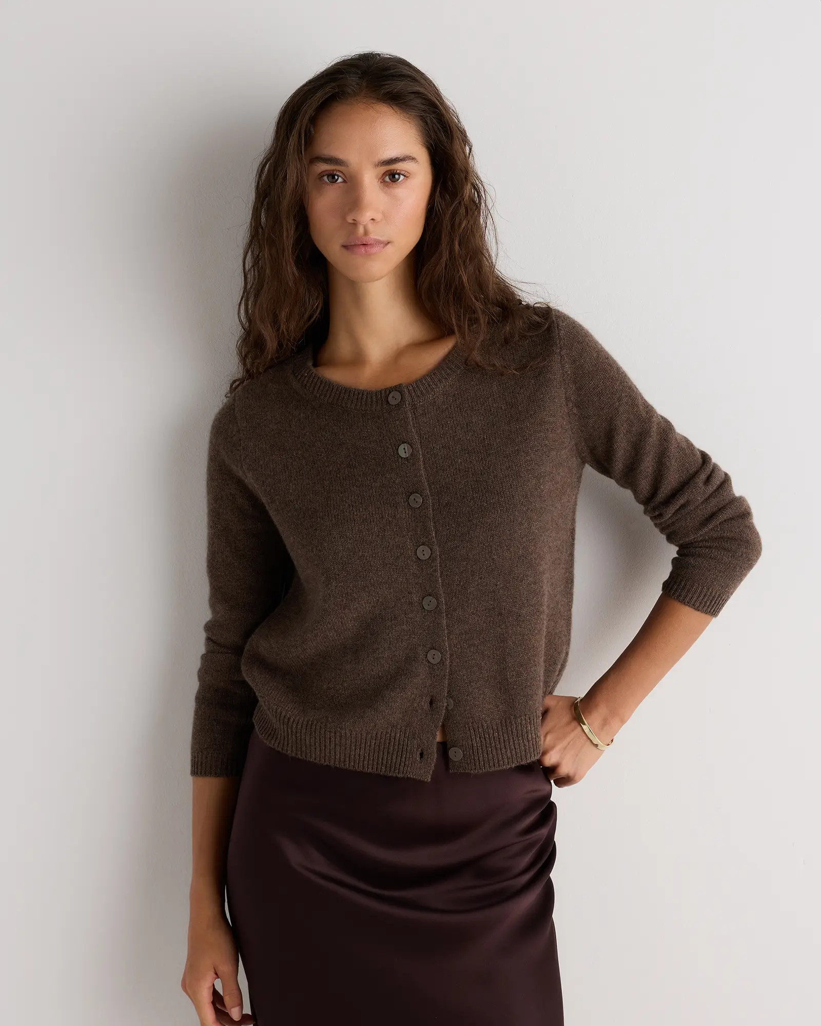 Mongolian Cashmere Cropped Crew Cardigan | Quince