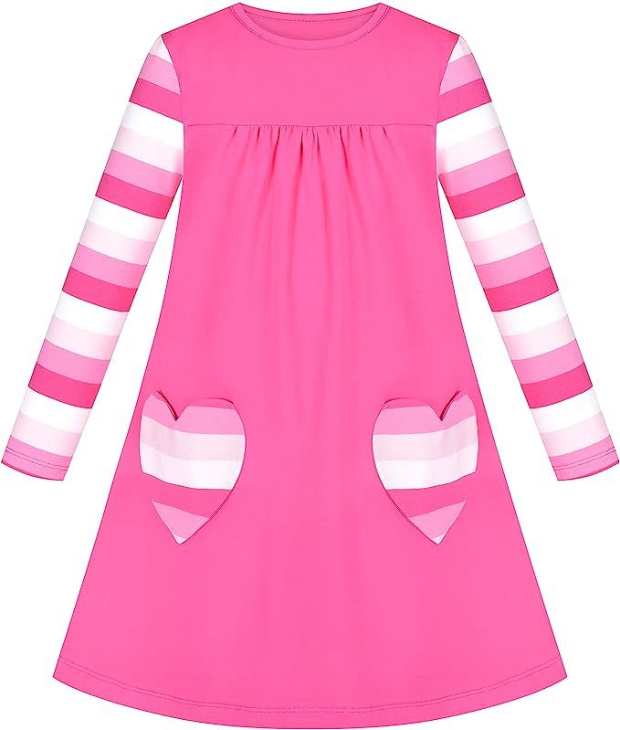 Sunny Fashion Girls Dress Long Sleeve Christmas Snowman Holiday Party Size 5-12 | Amazon (US)