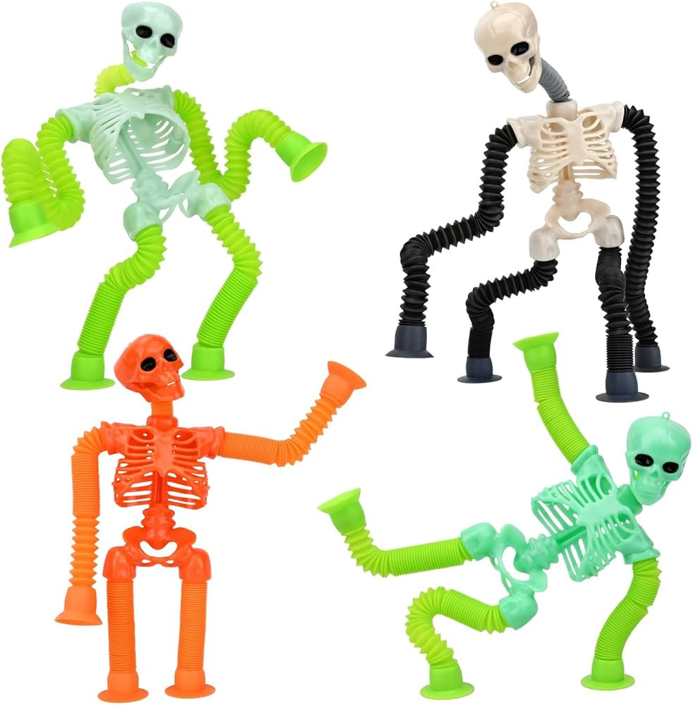 Halloween Pop Tubes Skeleton Fidget Toys for Kids, Telescopic Suction Cup Baby Toddlers Age 3-9 F... | Amazon (US)