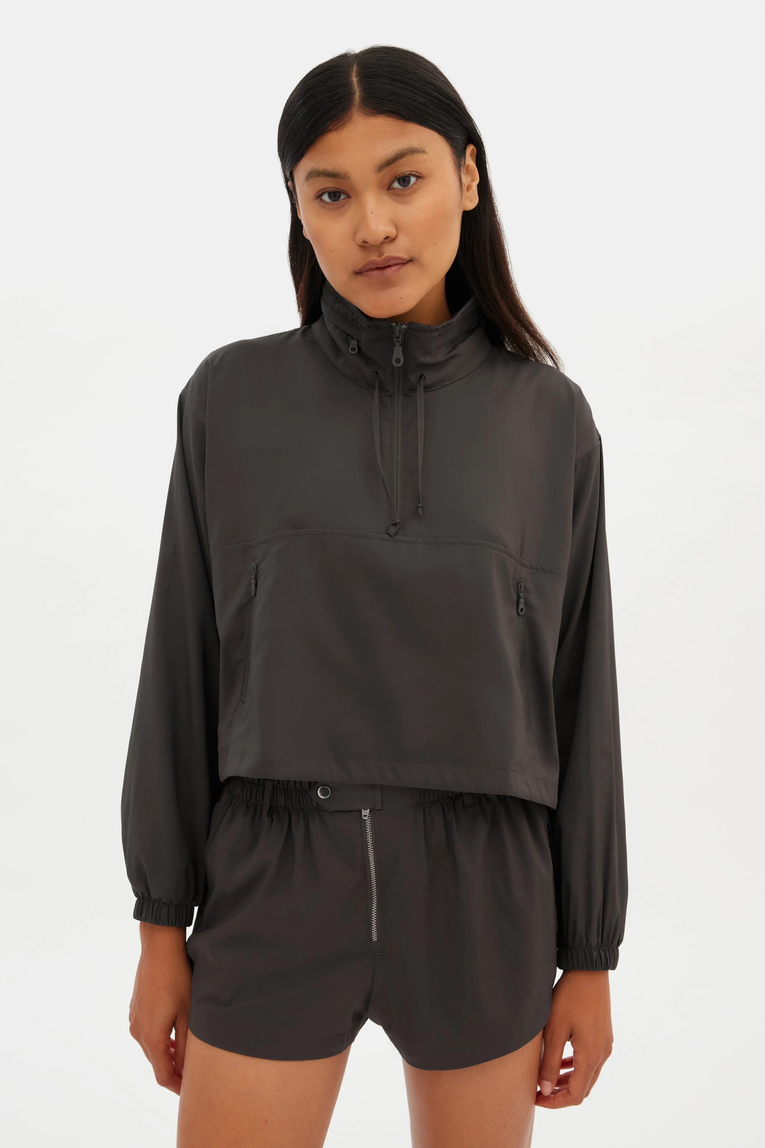 Olivine Huddle Half-Zip Windbreaker | Girlfriend Collective