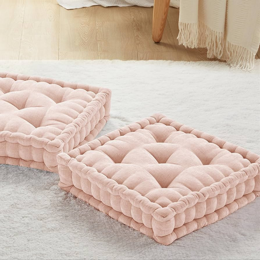 Codi INNA Floor Cushions for Adults, Large Pillows Seating for Meditation | Square Tufted Chenill... | Amazon (US)