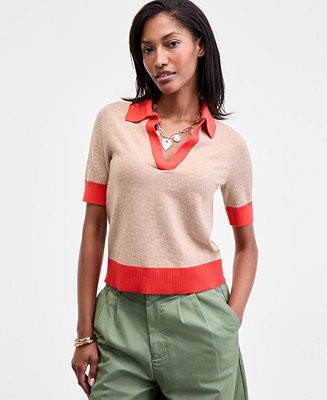 On 34th Women's Colorblocked Polo Short Sleeve Sweater, XXS-3X, Macy's Exclusive - Macy's | Macy's