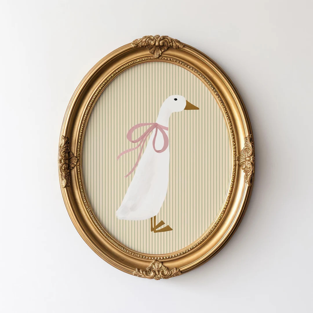 Girl's Duck Art Print Cottagecore Nursery Duck Printable Farm Nursery Decor Pink Coquette Room De... | Etsy (US)