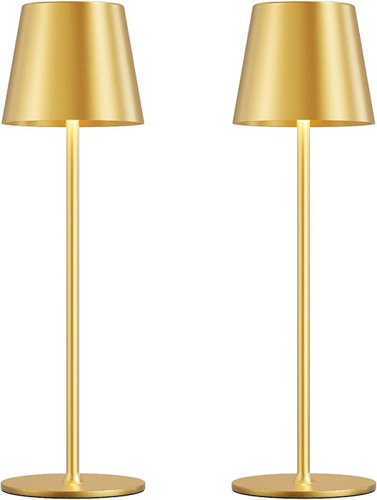 Cordless Table Lamp Rechargeable Gold - KK 2 Pack 5000mAH Battery Operated Lamp for Dining Table,... | Amazon (US)