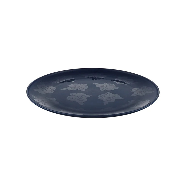 Mainstays 10.5 Inch Round Plastic Etched Blueberry Plate, Navy | Walmart (US)