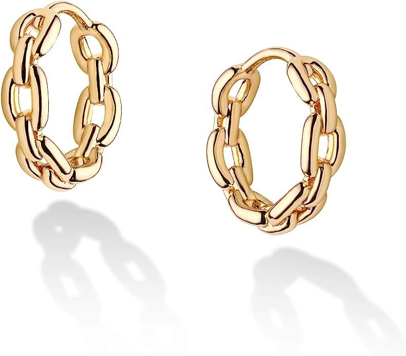 Valloey Rover 14K Gold Plated Spike Huggie Hoop Earrings for Women Cute Small Hoop Earrings Gold ... | Amazon (US)