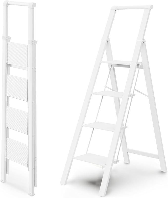 WOA WOA 4 Step Ladder, Ladders for Home, Anti-Slip Pedals, Aluminum Step Stool Foldable, Lightwei... | Amazon (US)