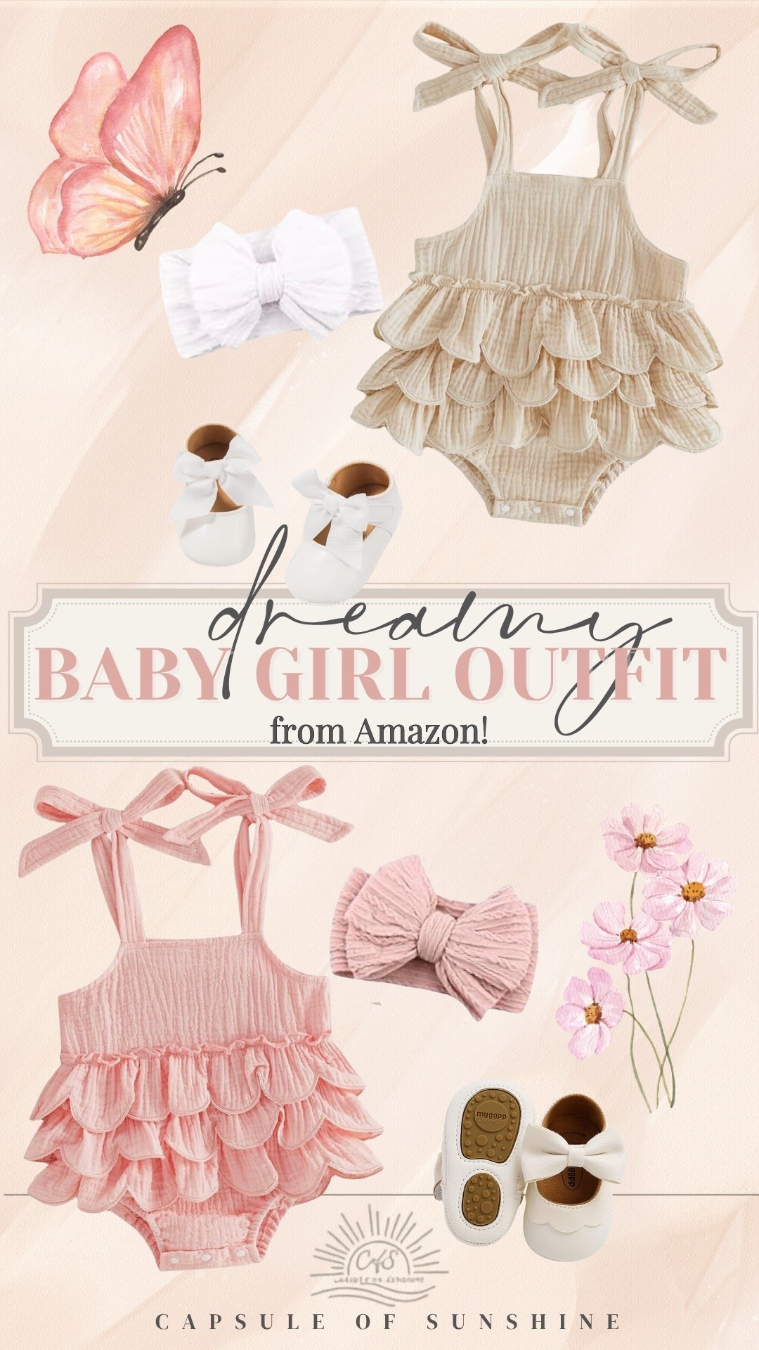 The sweetest little Amazon find 🤍 This muslin romper is giving boutique vibes without the boutique price. I paired it with classic bow shoes and soft neutral accessories for the cutest baby girl outfit. Everything is linked here if you're putting together a timeless little wardrobe. ✨

#babygirloutfit #babygirlclothes #babygirlstyle

#LTKmomlife #LTKBaby #LTKBump