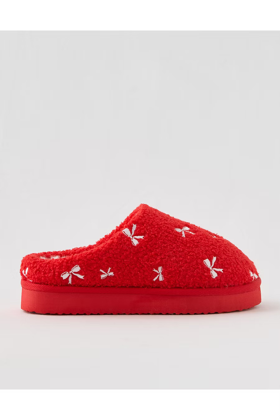 Aerie Sherpa Scuff Slippers Women's Bright Red 8 | American Eagle Outfitters (US & CA)