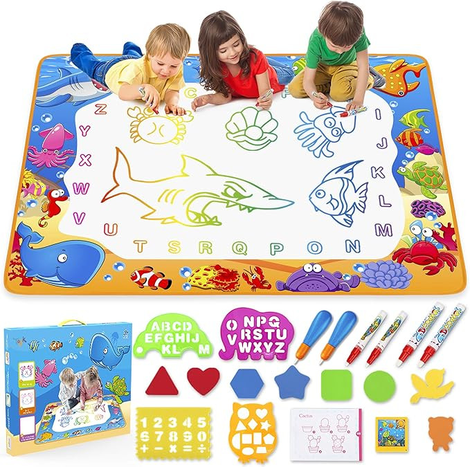 Water Doodle Mat - Kids Painting Writing Color Doodle Drawing Mat Toy Bring Magic Pens Educationa... | Amazon (US)