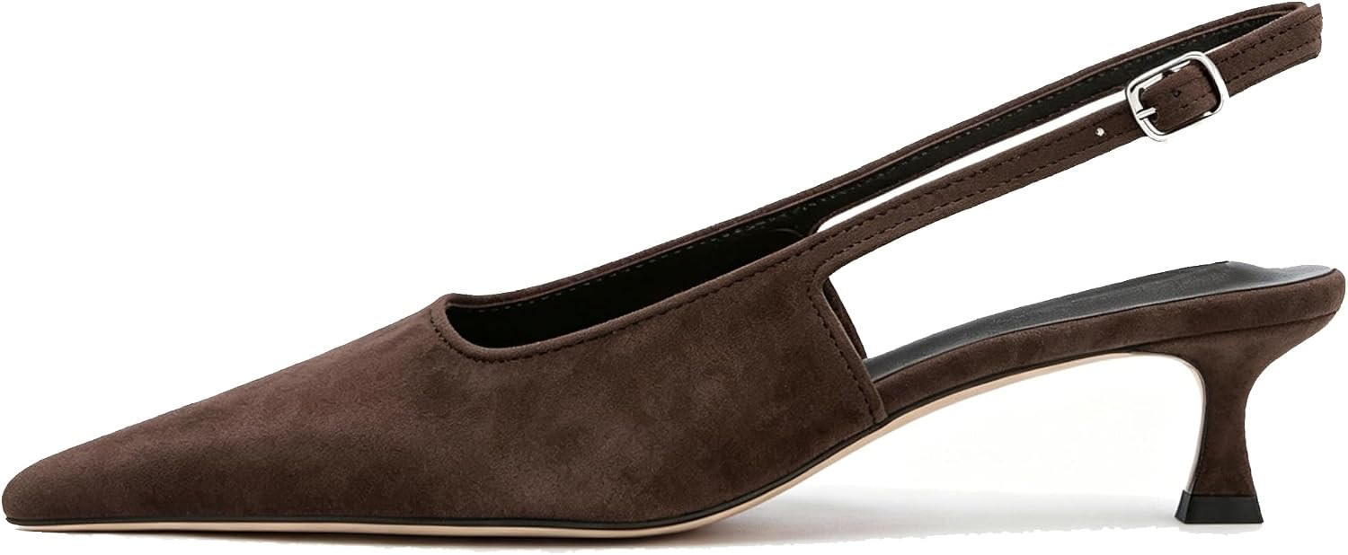 Women Pointed Toe Slingback Kitten Heels Low Heel Pointed Toe Pumps | Amazon (US)