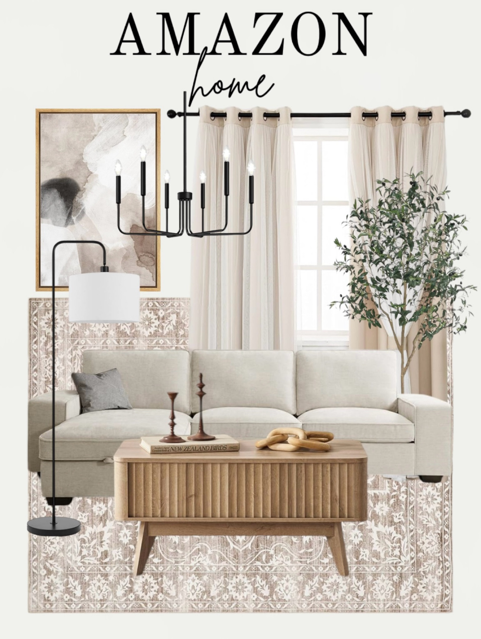 Modern living room 🫶🏼

Vintage area, rug, oak wood coffee table, faux tree, black chandelier, modern wall art, wall decor, floor lamp, beige couch, beige curtains, 

#LTKStyleTip #LTKHome