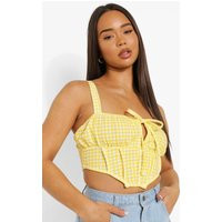 Womens Gingham Corset Style Crop Top - Yellow - 8 | NastyGal UK