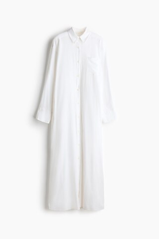 H & M - Linen-Blend Shirt Dress - White | H&M (US + CA)