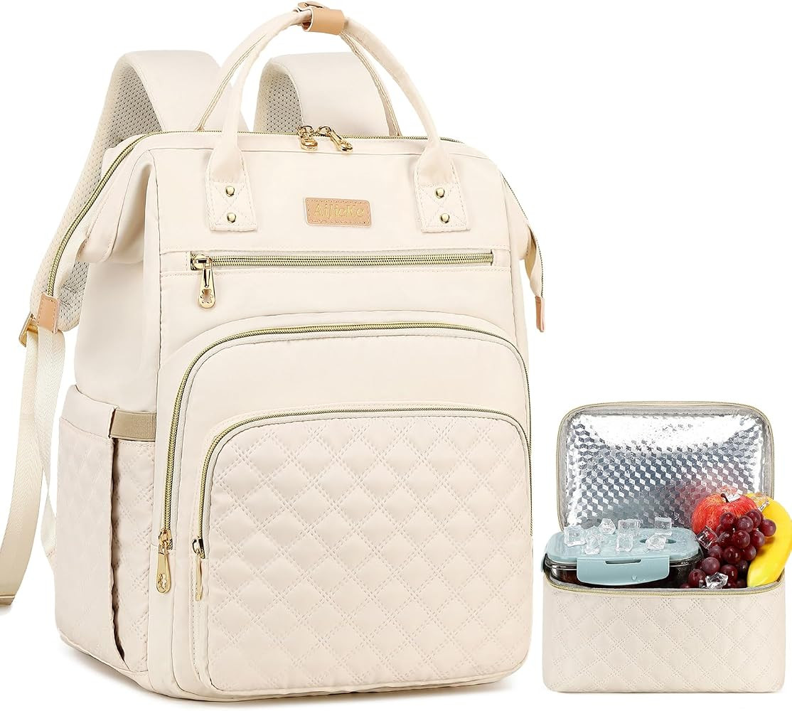 AIJIEKE Lunch Backpack for Women, 15.6 inch Laptop Backpack for Women, Work Backpack Lunch Bag fo... | Amazon (US)
