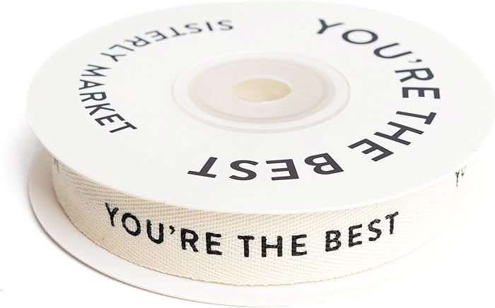 Custom Herringbone Cotton Ribbon, Natural 5/8 Inch Gift Ribbon with You’re The Best Printed Phr... | Amazon (US)
