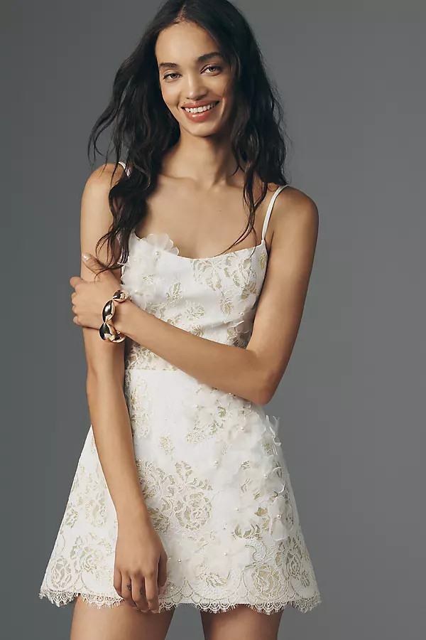 Nadine Embellished 3D Floral Mini Dress | Anthropologie (US)