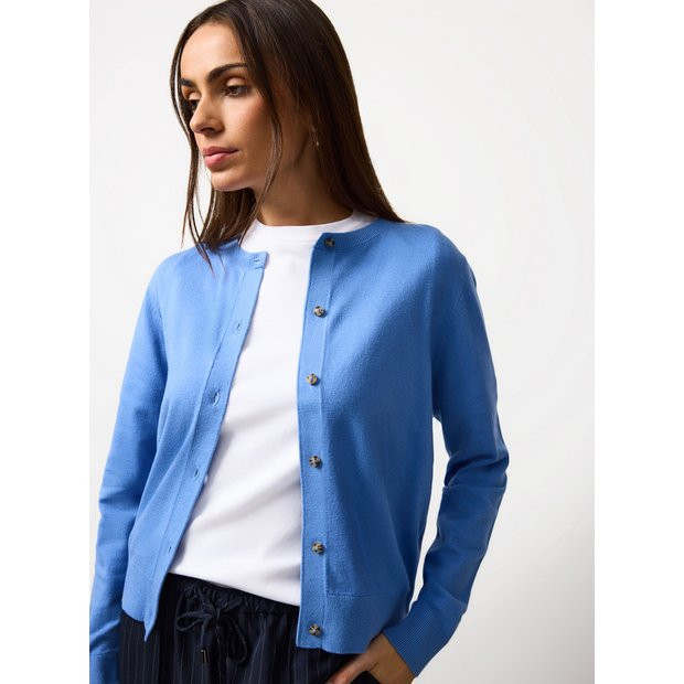 Buy Blue Soft Touch Button Cardigan 8 | Cardigans | Argos | argos.co.uk