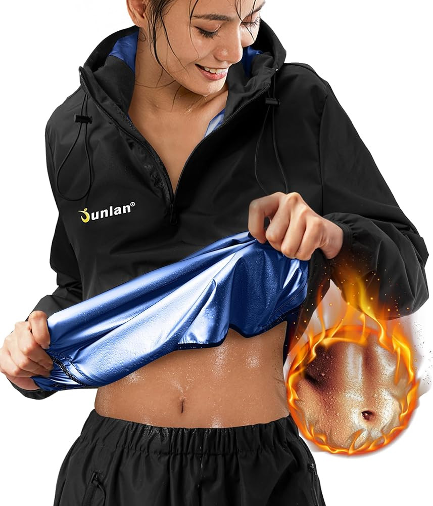 Junlan Sauna Suit for Women Sweat Jacket Gym Workout Vest Sweat Suits for Women | Amazon (US)