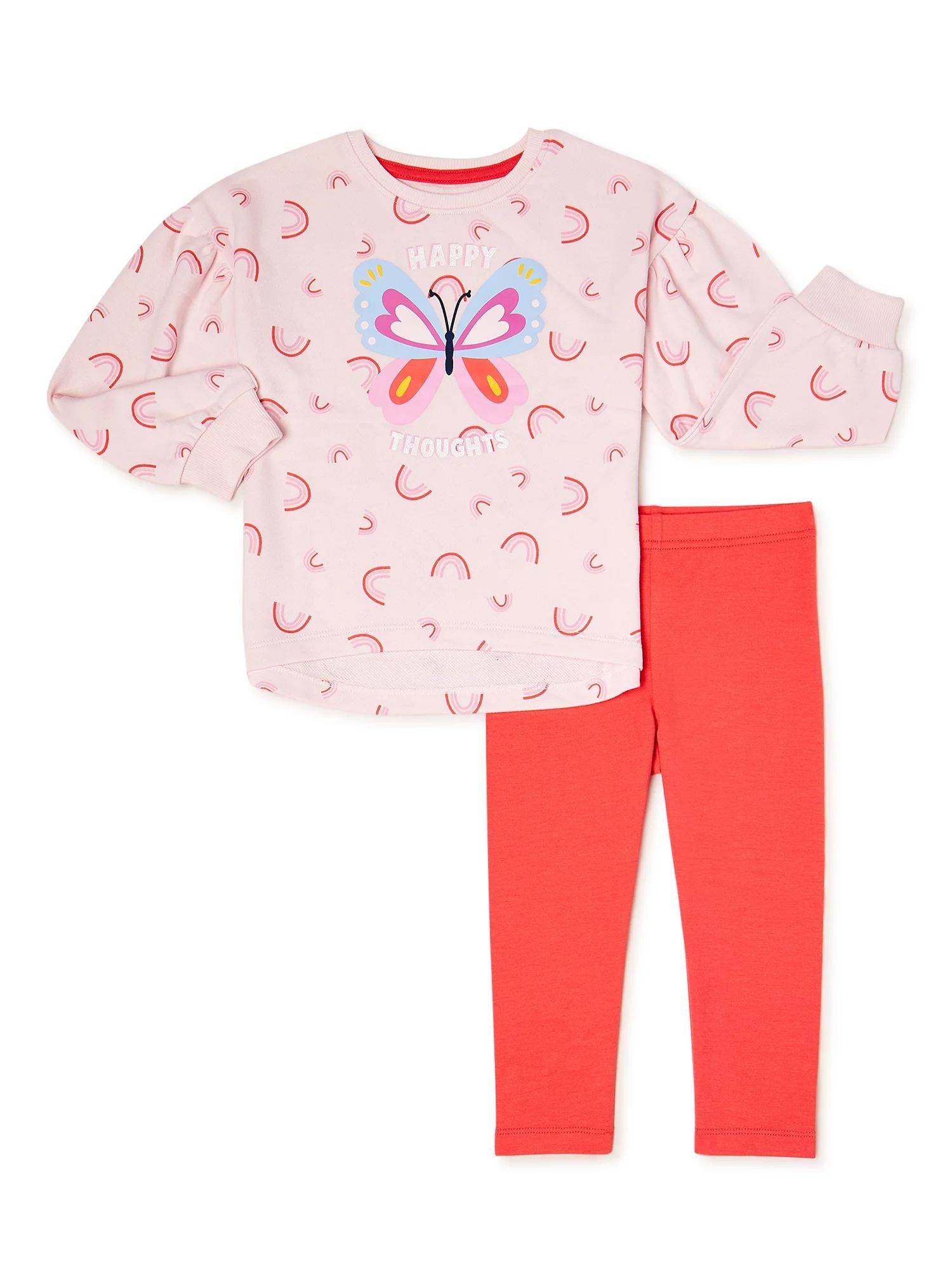 365 Kids From Garanimals Girls Printed Crewneck and Leggings, 2-Piece Outfit Set, Sizes 4-10 | Walmart (US)