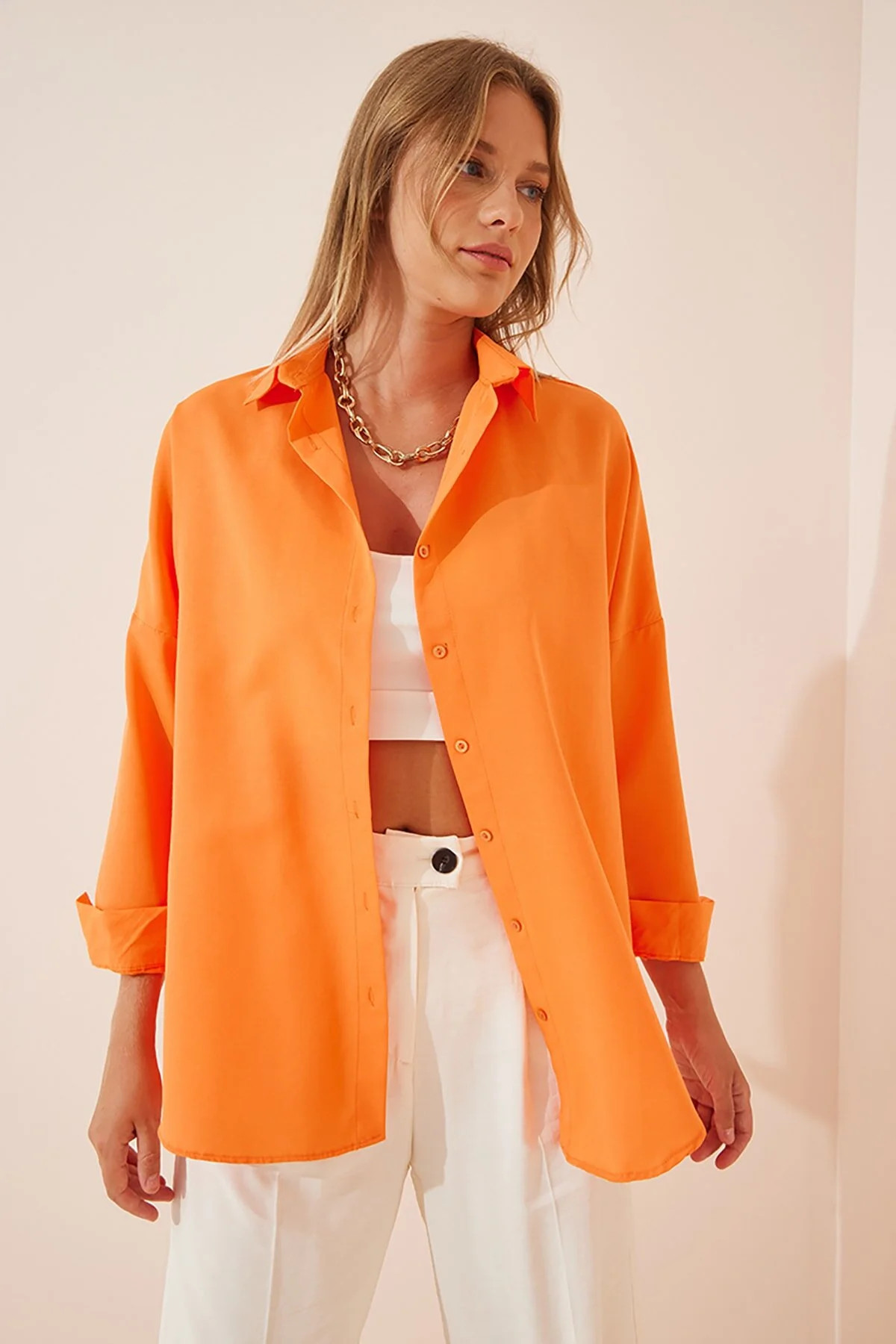 Happiness İstanbul Hemd - Orange - Oversized - Trendyol | Trendyol DE