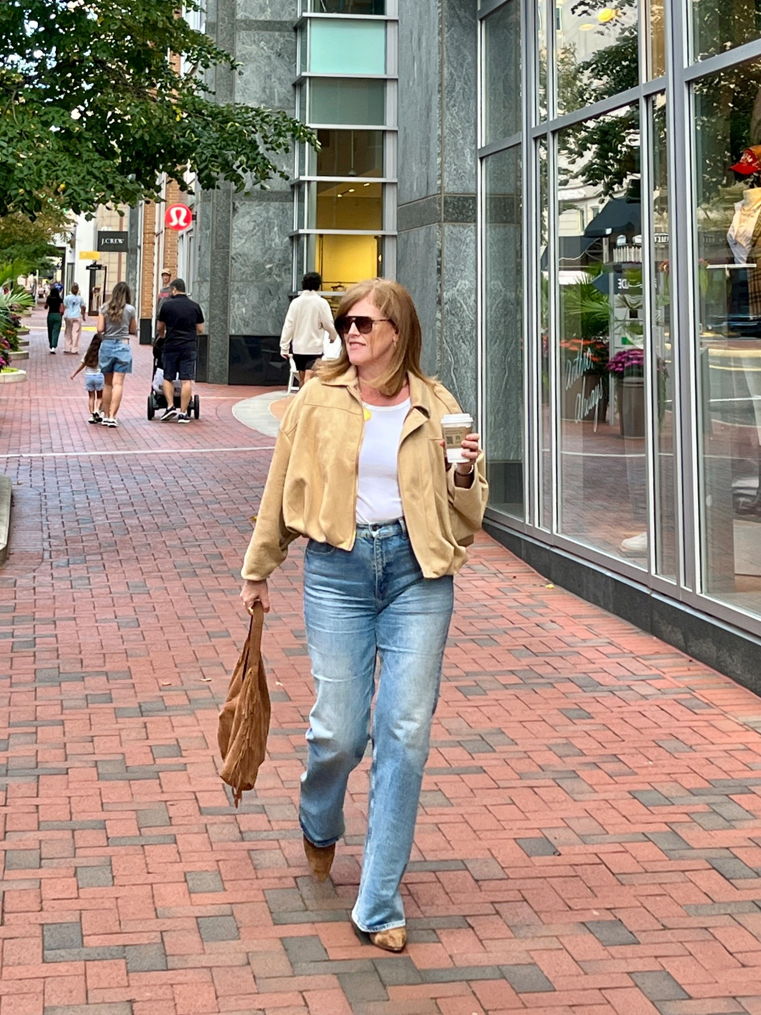 Sunday stroll in my favorite denim, suede bomber jacket and new suede boots 👢 how do you like this fit?

#LTKStyleTip #LTKOver40 #LTKMidsize