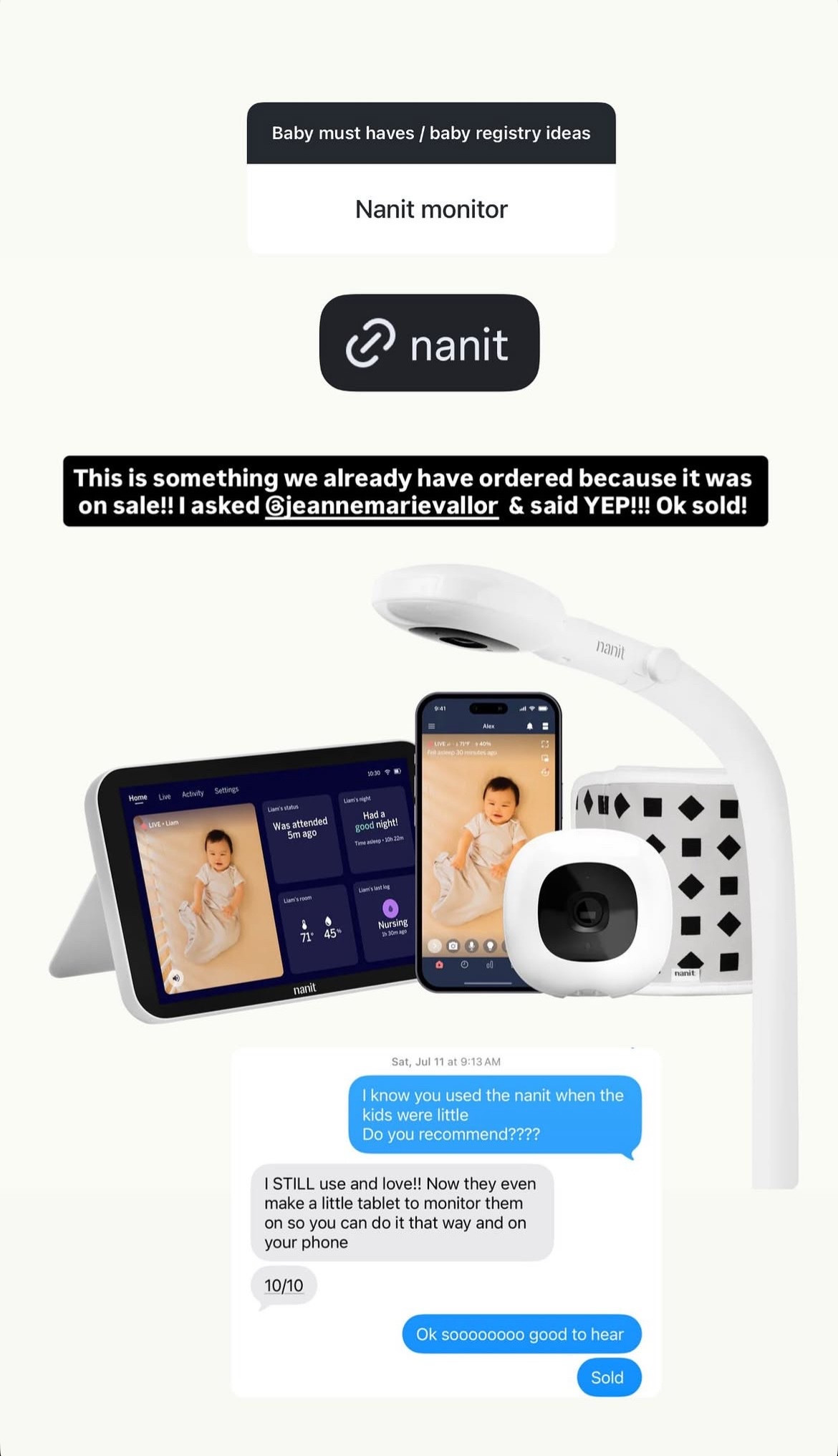 Baby Rec — Nanit Sleep Monitor Bundle

This is something we already ordered because it was on sale!! I asked @jeannemarievallor & said YEP!!! Ok sold!

#LTKBump #LTKBaby #LTKmomlife