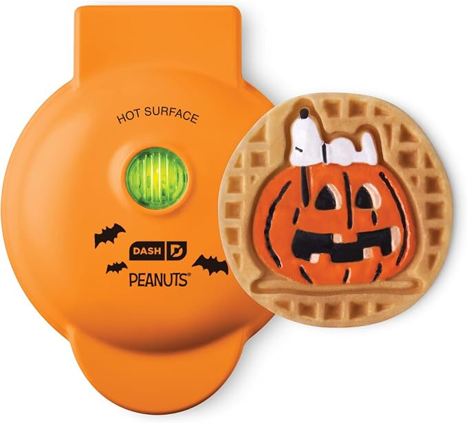 Peanuts x Dash Snoopy Jack-O-Lantern Mini Waffle Maker, Ceramic, Orange | Amazon (US)
