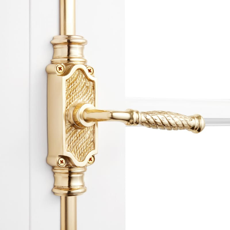 Signature Hardware 942097 Havering Solid Brass Cremone Bolt for 9' Doors Polished Brass Security Bol | Build.com, Inc.