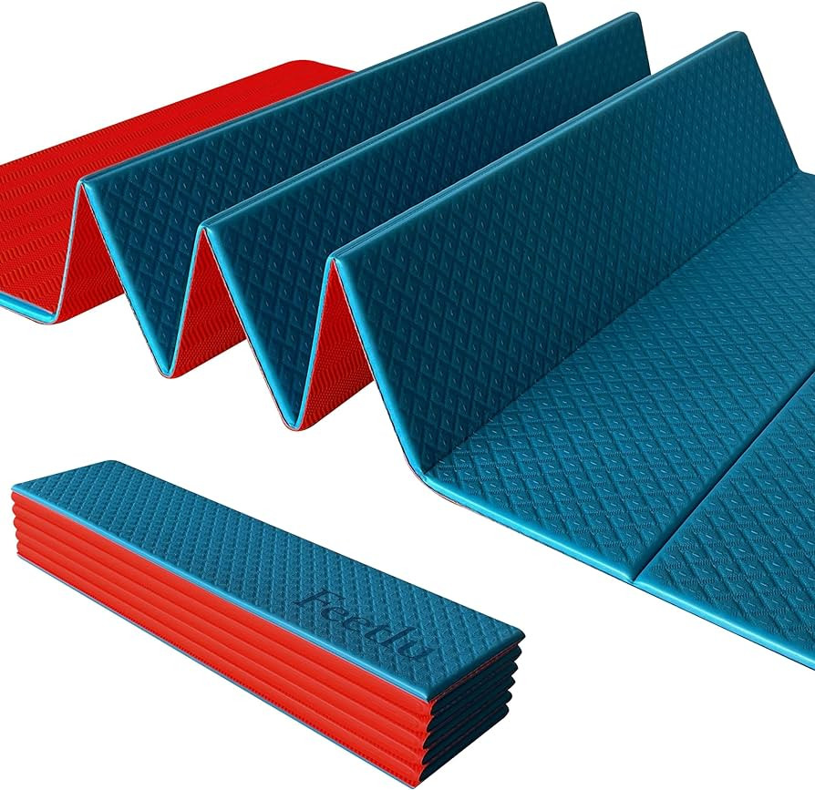 Foldable Yoga Mat - 6mm & 8mm Thick, Large, Lightweight, and Easy to Store - Anti-Slip Folding Ex... | Amazon (US)