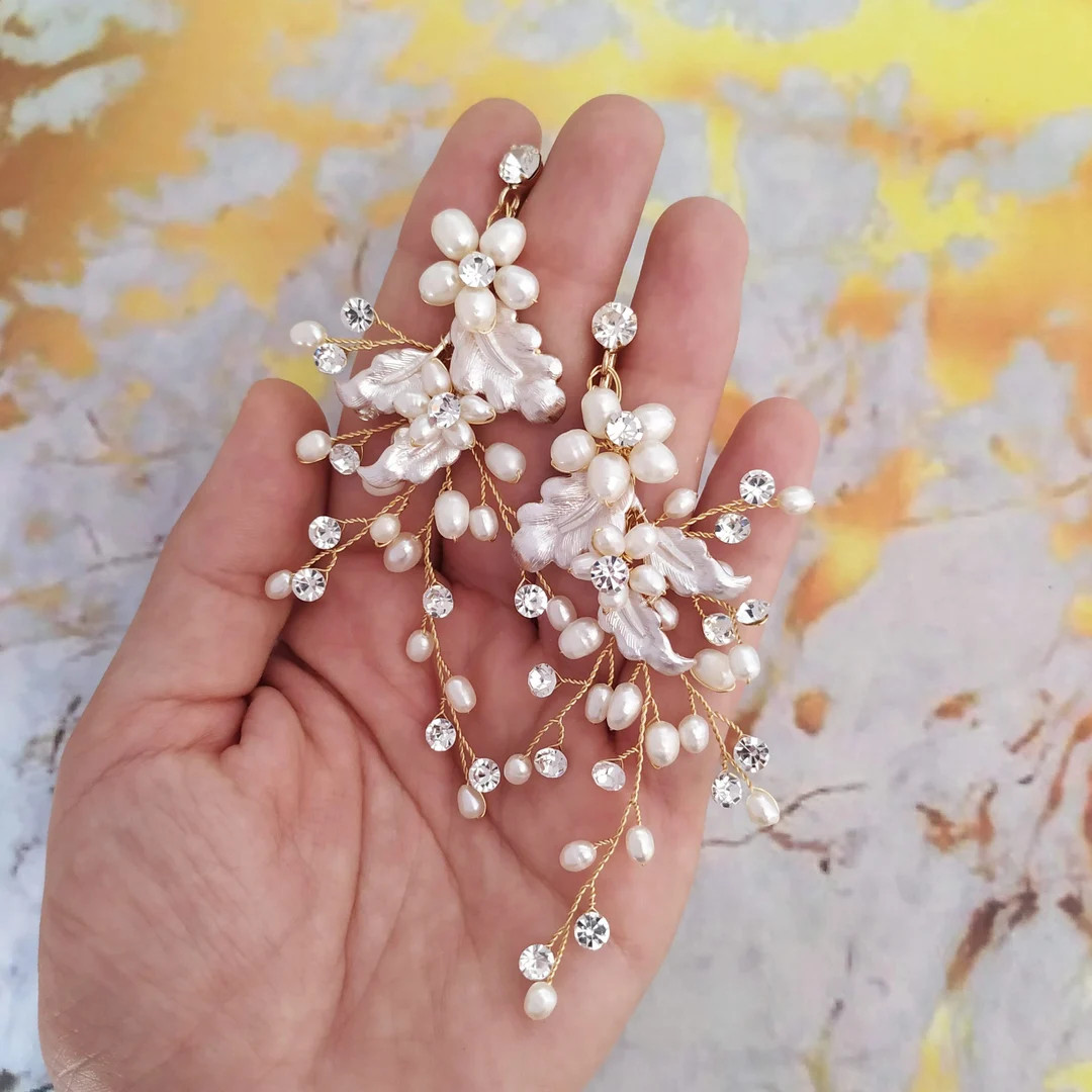 Freshwater Pearl Bridal Earrings Boho Wedding Earrings Boho Bridal Earrings Gold Bridal Earrings ... | Etsy (US)