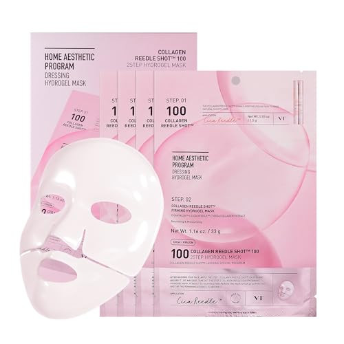 VT COSMETICS Collagen Reedle Shot 100 2-Step Hydrogel Mask (34.5g x 4ea), Firming & Elasticity Care, Exosome 500Da, Fine Lines, Hydrating Overnight Melting Mask, Korean Skincare, Facial Gel Mask | Amazon (US)