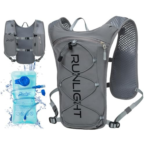 Running Hydration Vest Backpack,Lightweight Insulated Pack with 1.5L Water Bladder Bag Daypack for Hiking Trail Running Cycling Race Marathon for Women Men Grey | Amazon (US)