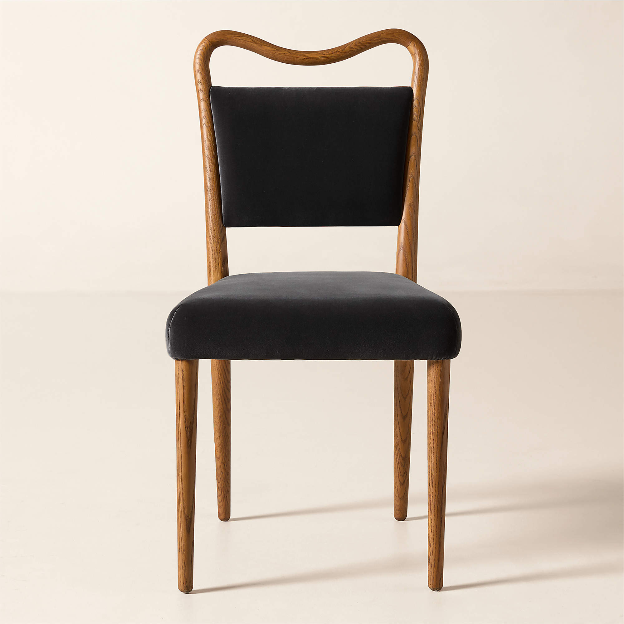 Monte Oak and Mink Grey Velvet Dining Chair Set of 4 + Reviews | CB2 | CB2