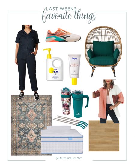 Last weeks favorite things. Reebok cross trainers. Outdoor egg chair. The best sunscreen. Paint coveralls and more!