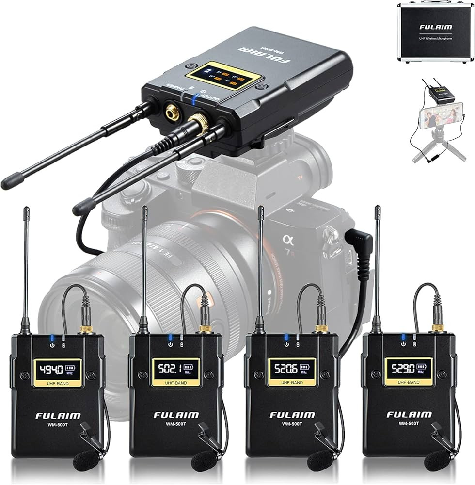 FULAIM WM500 UHF Wireless Lavalier Microphone System, 16-Channel Lavalier Lapel Mic with Recharge... | Amazon (US)