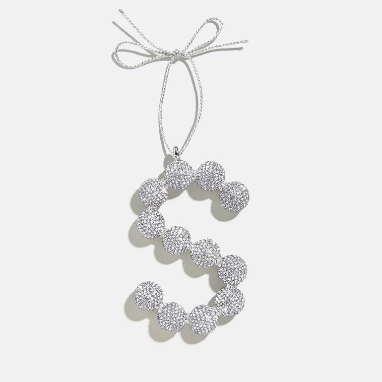 Merry Monogram Ornament - Silver/Pav\u00e9 | BaubleBar