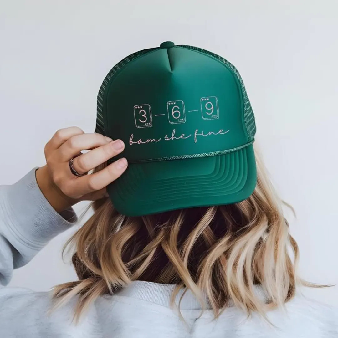 369 Bam She Fine Embroidered Mahjong Hat, Mahjong Trucker Hat, Green Trucker Hat, Mahjong Hat, Ma... | Etsy (US)