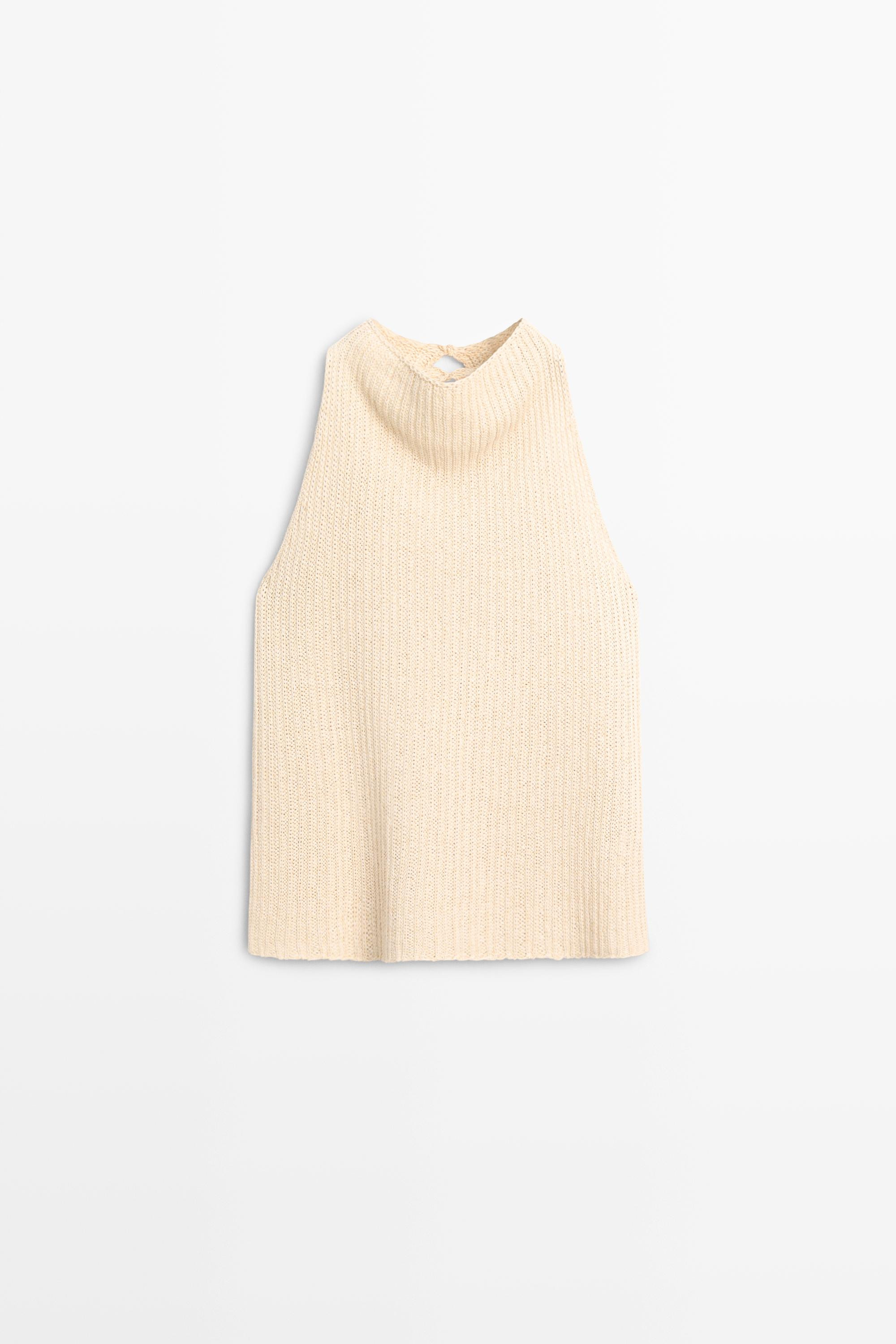 Linen blend knit top | Massimo Dutti UK