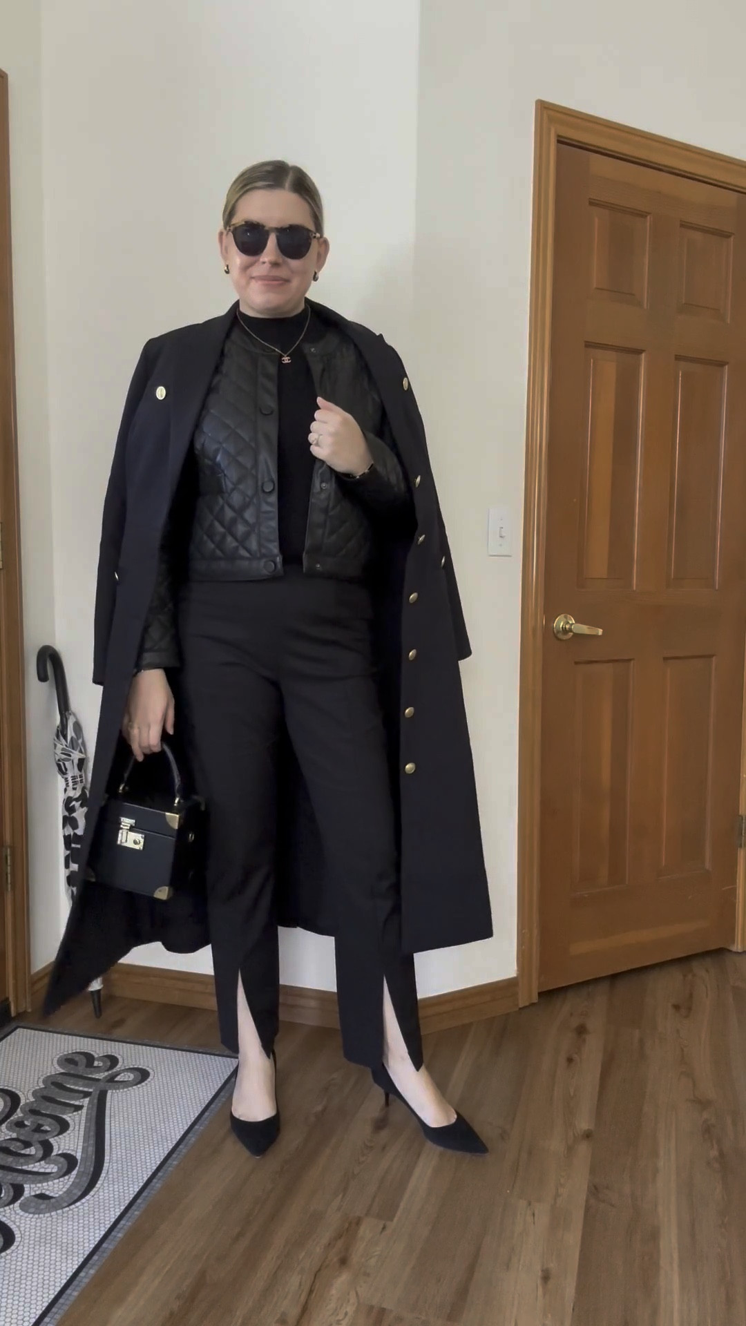 Off the Wall(paper) - Look 11
A curated style series

You know I’m more of a prints person, but I love a monochromatic look as well and had to include one in this series. I chose all black because it’s chic AF but also because I always wanted to paint my entire room black as a kid. Glad I never did, honestly… but like, it would have been really cool…

Off The Wall(paper) is a celebration of one of my favorite styling hacks: MATCH EVERYTHING. I get outsized amounts of joy from a couple of funny things: 1. Lining things up (yes, literally) and 2. Finding things that match and then LINING THEM UP. This is that desire embodied in a capsule series. 

Coat - Rosetta Getty Collective 
Jacket - Steve Madden
Pants - Dillards 
Bag - Dillards 
Shoes - Jimmy Choo
Earrings - Dior
Sunglasses - Tom Ford
Watch - Tory Burch
Necklace - Chanel charm on chain 


#LTKootd #LTKSaleAlert #LTKSeasonal