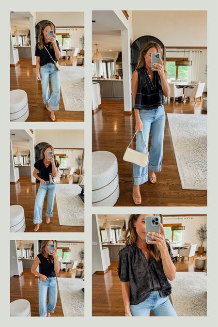 5 Summer black tops. 
Stylish and chic. 
Jeans down one size  
Jewelry / use CODE: twopeasinablog at Miranda Frye

#LTKStyleTip #LTKOver40 #LTKSeasonal