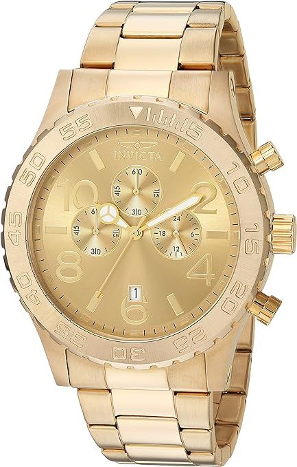 Invicta Men's 1270 Specialty Chronograph Gold Dial 18k Gold Ion-Plated Stainless Steel Watch | Amazon (US)