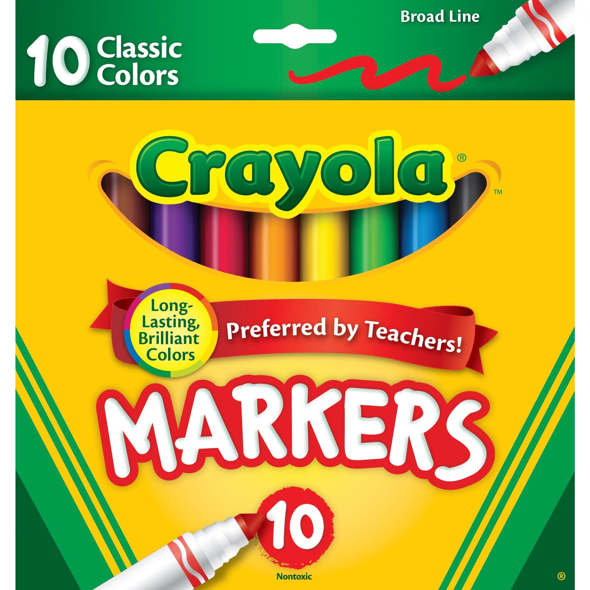 Crayola Broad Line Markers, 10 Count, Back to School Supplies, Beginner Child - Walmart.com | Walmart (US)