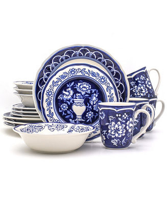 Blue Garden 16 Pc. Dinnerware Set, Service for 4 | Macy's