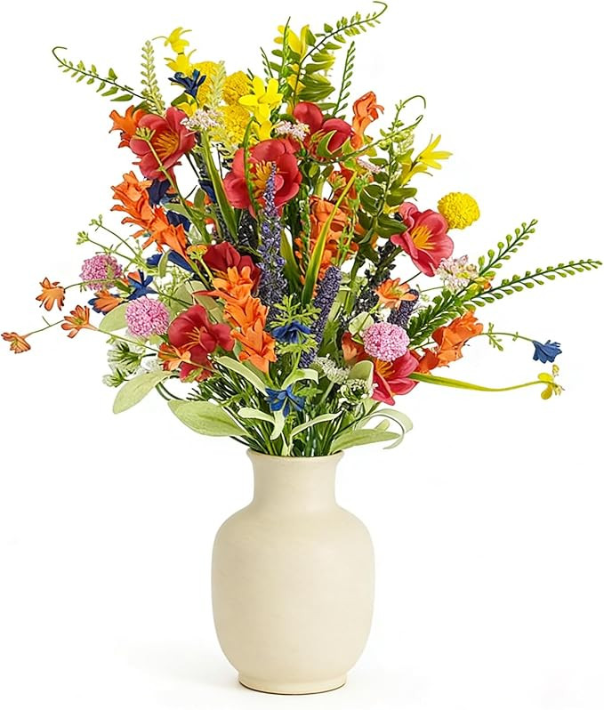 TEMPUS 4Pcs Fake Wildflowers Colorful Artificial Daisy Forsythia Lavender Summer Flower stem Faux... | Amazon (US)