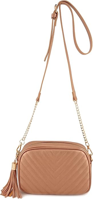 Simple Shoulder Crossbody Bag With Metal Chain Strap And Tassel Top Zipper | Amazon (US)