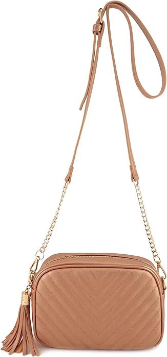 Simple Shoulder Crossbody Bag With Metal Chain Strap And Tassel Top Zipper | Amazon (US)