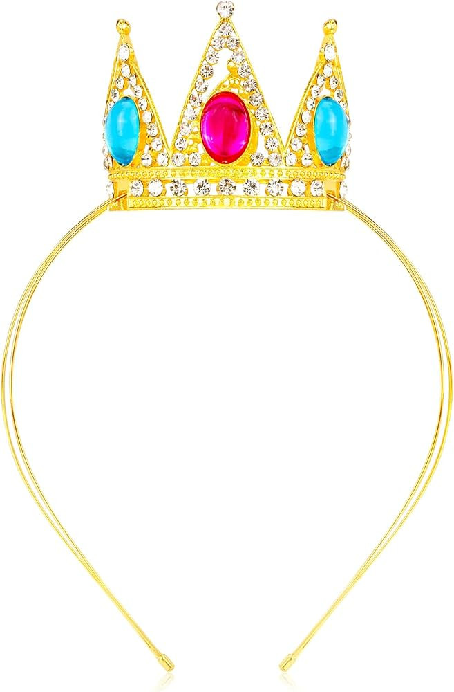 VELSCRUN Princess Tiara Peach Crown for Women Girls, Red Blue Princess Halloween Cosplay Headband... | Amazon (US)