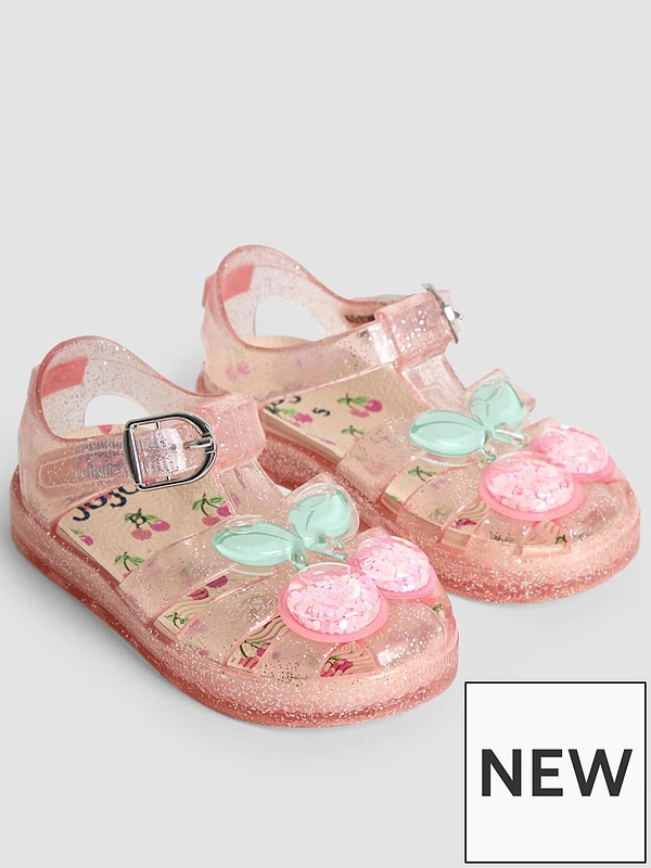 JoJo Maman Bebe Girl Cherry Jelly Sandals - Pink | Very (UK)